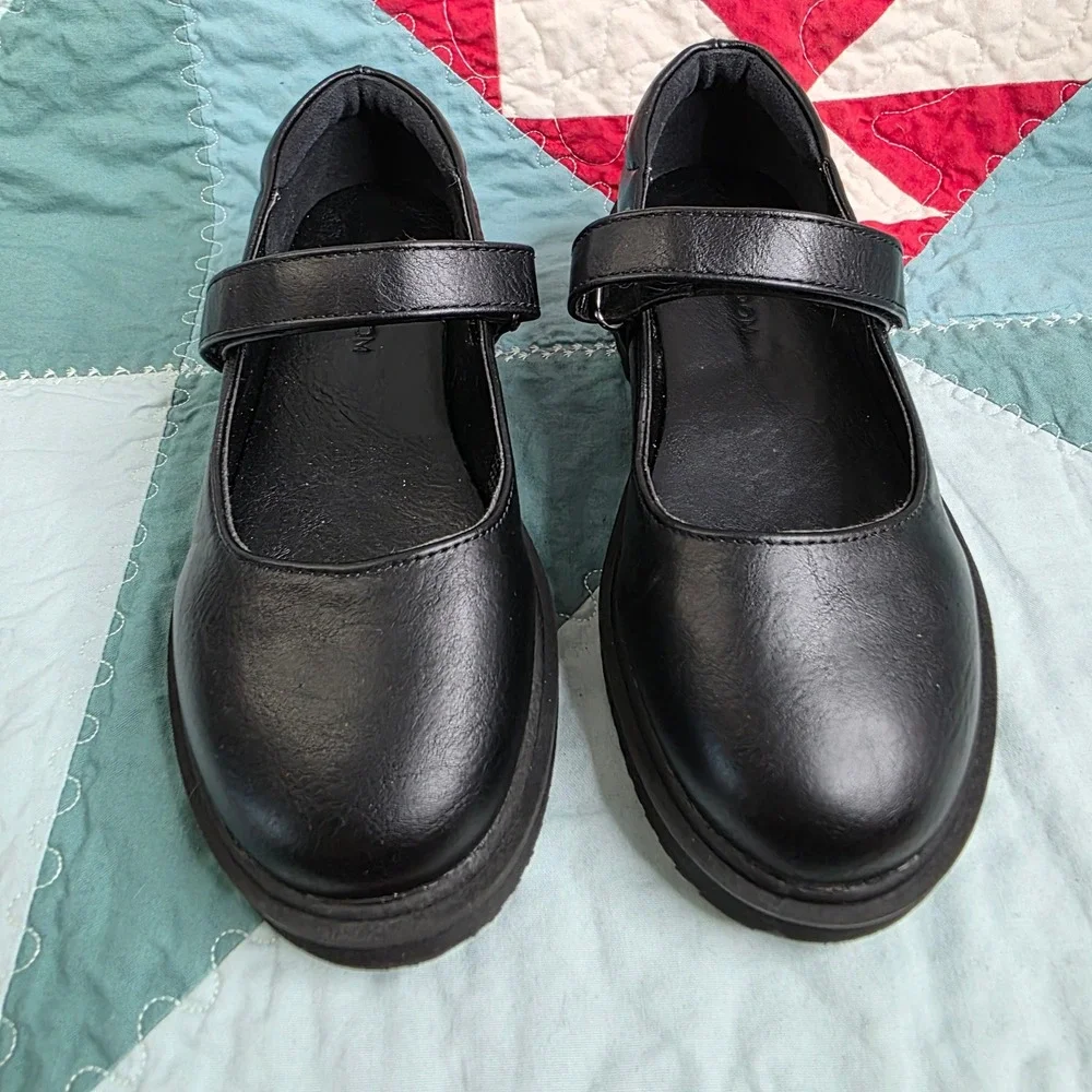 Nordstrom Kids NGGRACE-PU Black Faux Leather Mary Jane Shoes Size 1M EXCELLENT